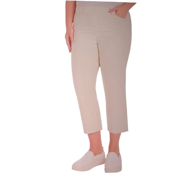 NEW Hilary Radley Pull-On Capris | Beige Stripes - Picture 1 of 5